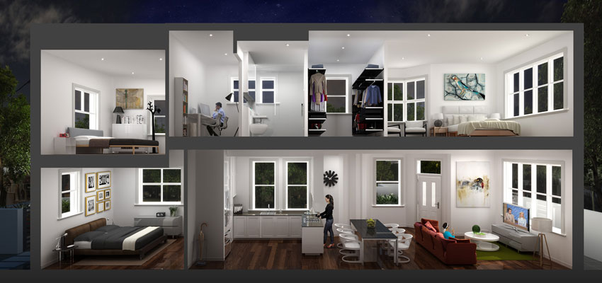 Johnson Street property cutaway view